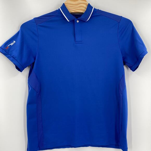 RLX Ralph Lauren‎ Mens Large Solid Blue Short Sleeve Golf Polo Shirt - Picture 5 of 6